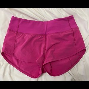Lululemon sonic pink speed up shorts, size 2 2.5 inch inseam